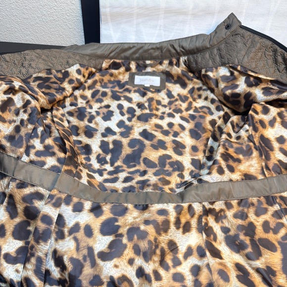 Laundry by Shelli Segal Quilted Jacket Leopard Lined Mid Length Womens sz M EUC - Picture 5 of 9